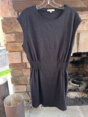 Z Supply Black Gathered-Waist Mini Dress